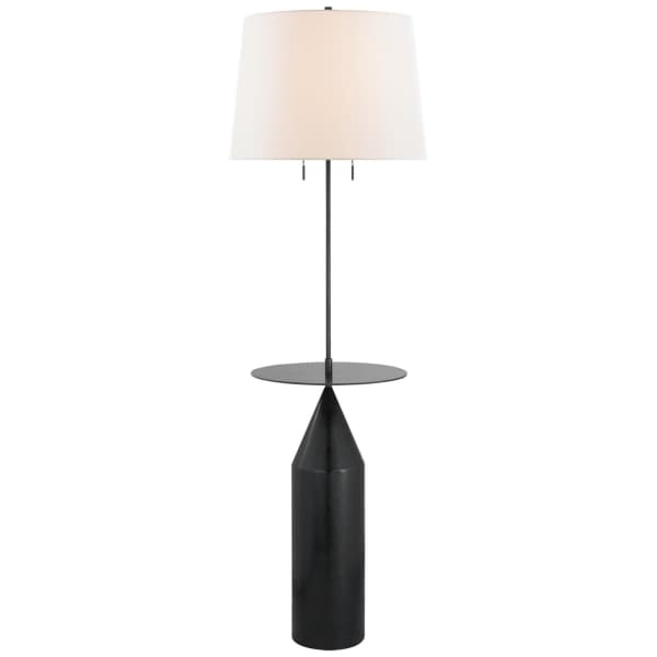 Zephyr Large Floor Light in Aged Iron with Linen Shade